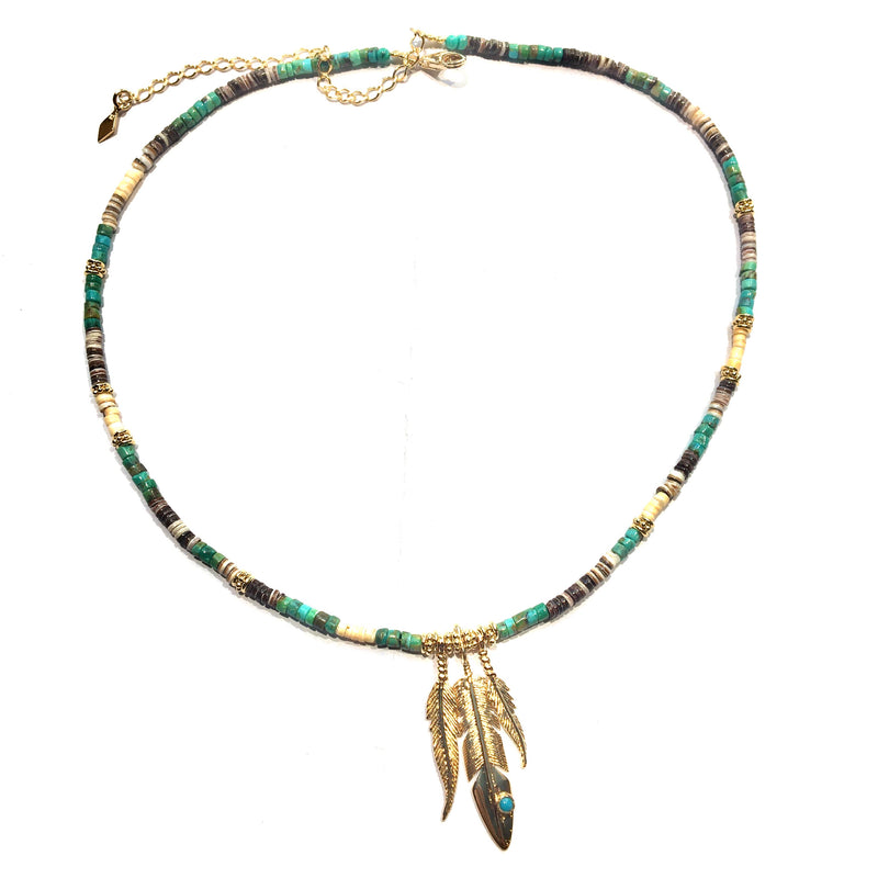 Triple feather Necklace